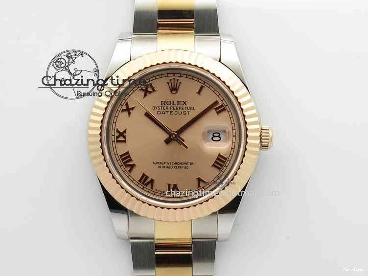 MiroTime 1218 Sleek DateJust II 41mm SS RG BP Maker Best Edition RG Roman Dial On SS RG Bracelet SA 3711